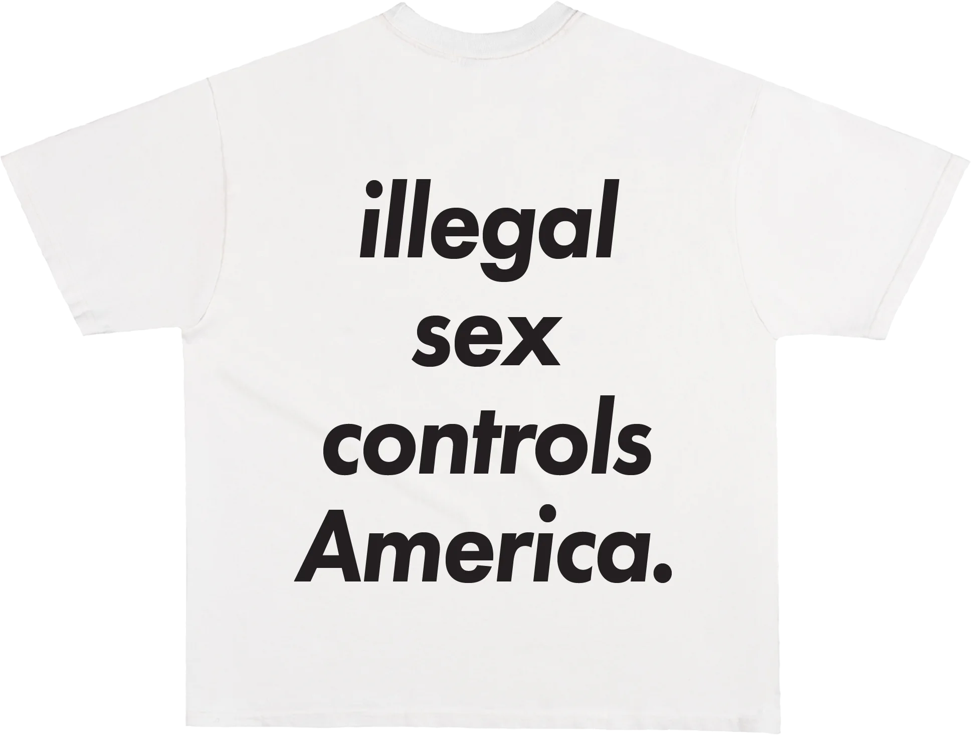 Third Rail 'Illegal Sex Controls America' t-shirt — flat lay back product photo, political graphic tee