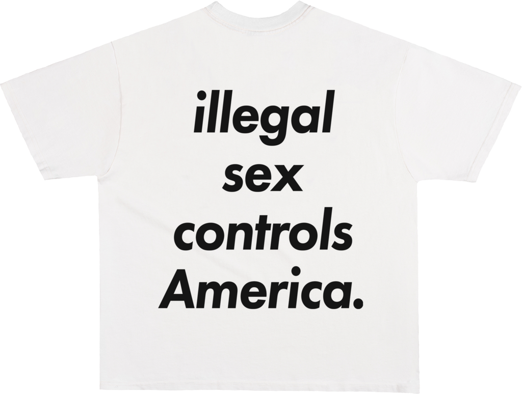 Third Rail 'Illegal Sex Controls America' t-shirt — flat lay back product photo, political graphic tee