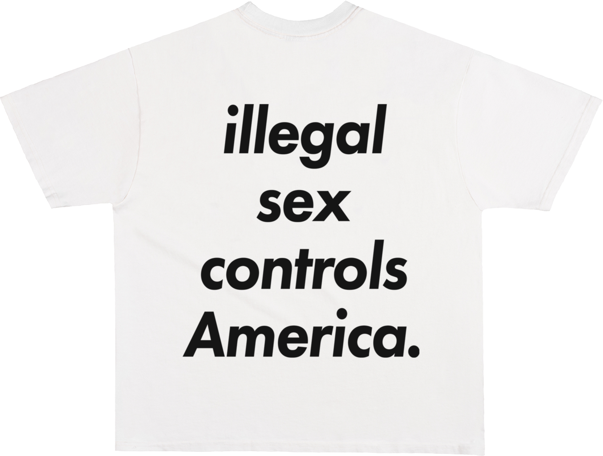 Third Rail 'Illegal Sex Controls America' t-shirt — flat lay back product photo, political graphic tee