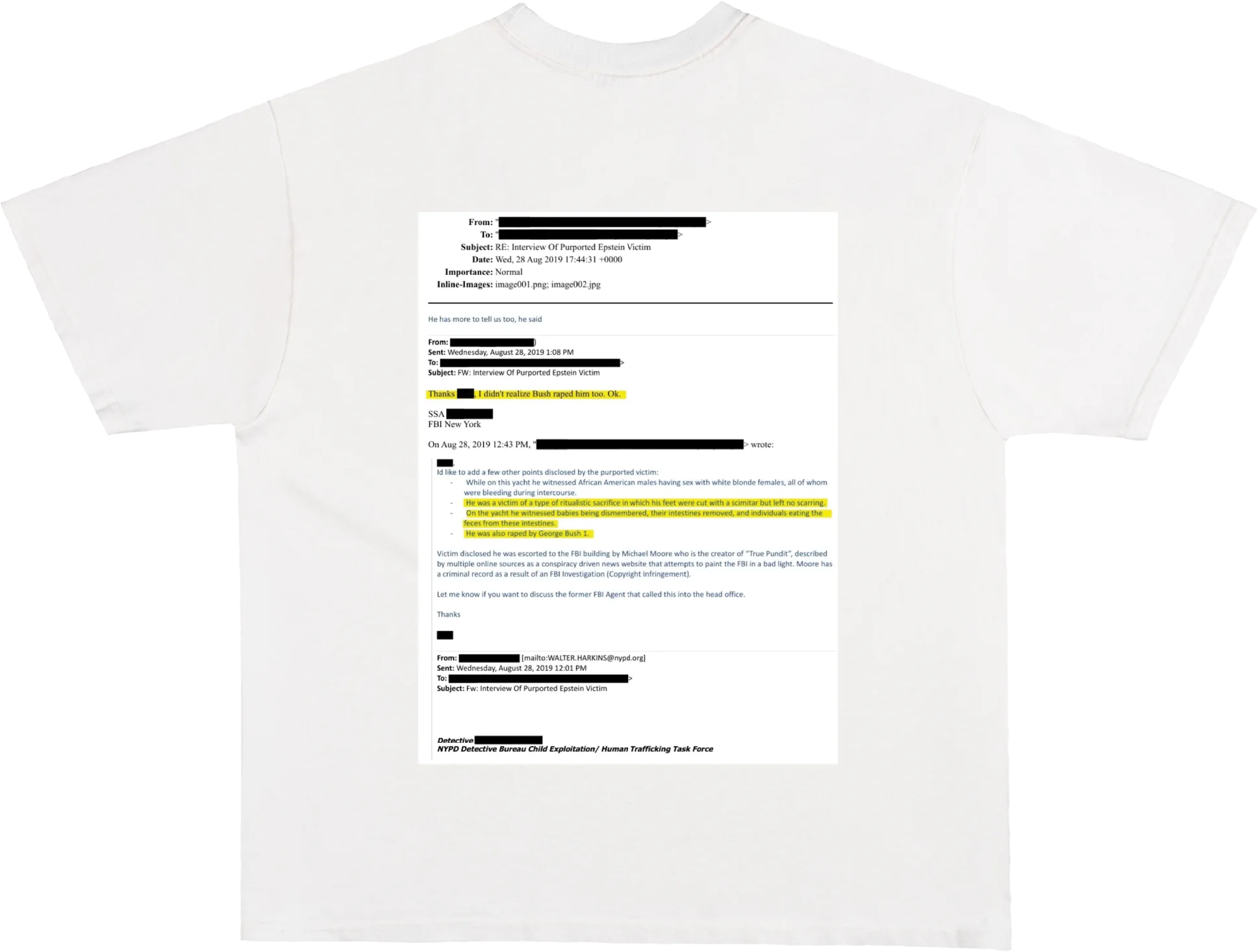 Third Rail 'jeevacation@gmail.com' t-shirt — flat lay back product photo, political graphic tee