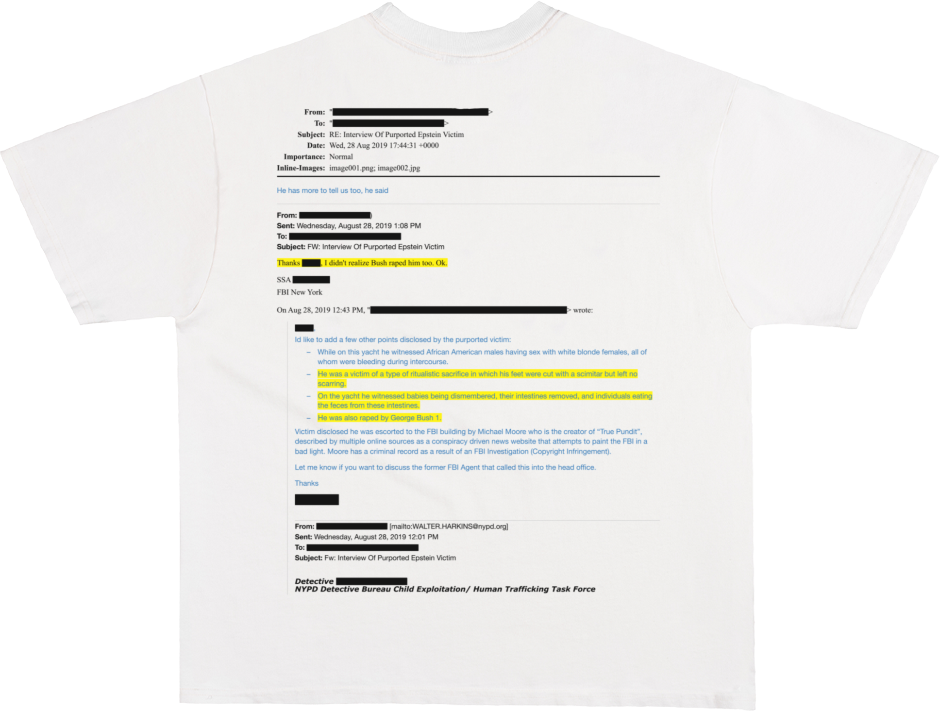 Third Rail 'jeevacation@gmail.com' t-shirt — flat lay back product photo, political graphic tee
