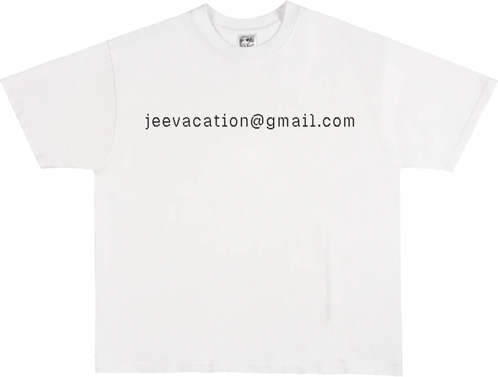 Third Rail 'jeevacation@gmail.com' t-shirt — flat lay front product photo, political graphic tee