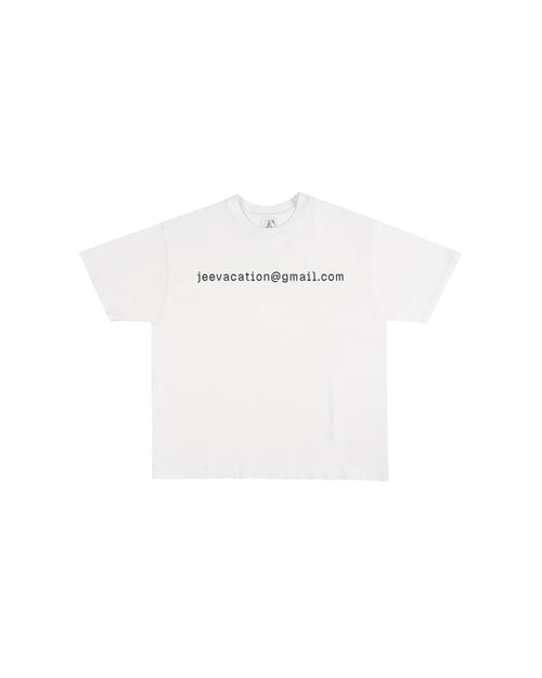 Third Rail 'jeevacation@gmail.com' t-shirt — front view, Epstein documents political graphic tee