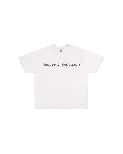 Third Rail 'jeevacation@gmail.com' t-shirt — front view, Epstein documents political graphic tee